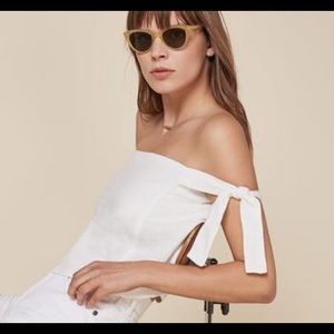 Reformation White Amalia Tie Top